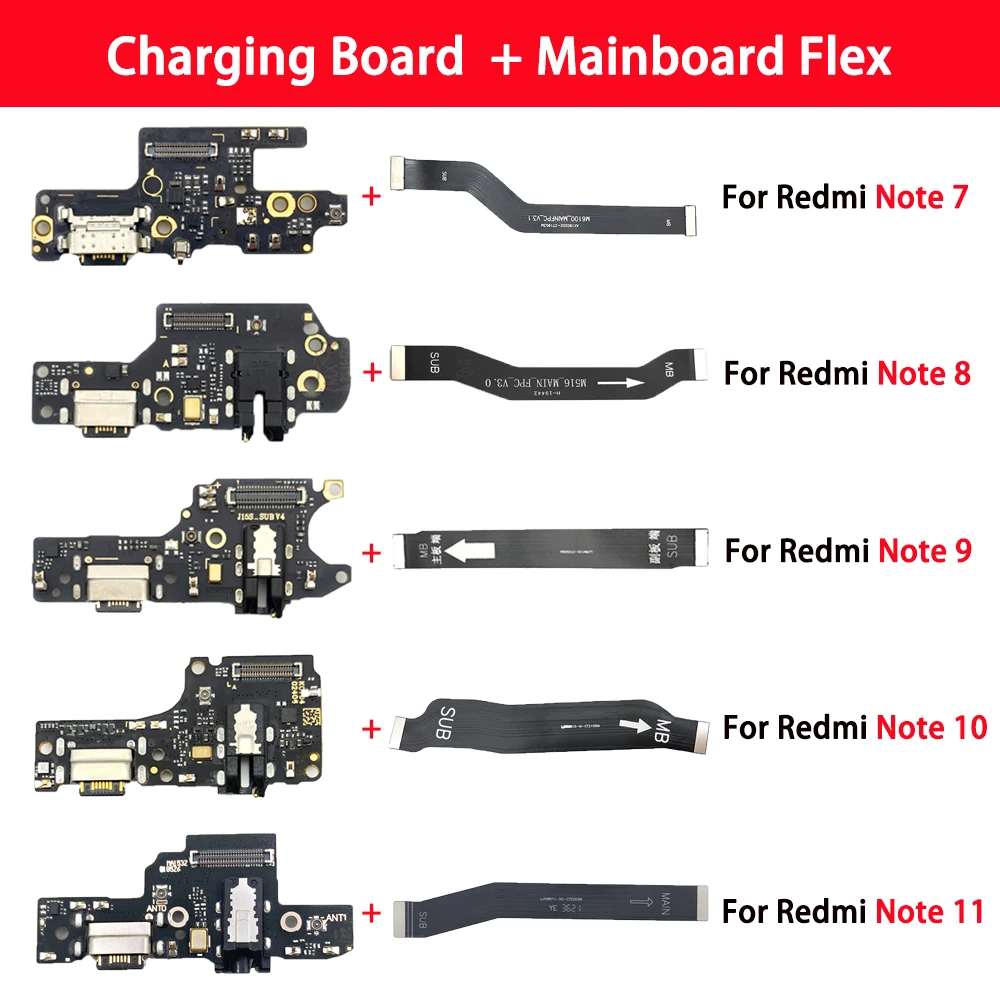 Nowy port ładowania USB Złącze płyty dokującej Główny kabel elastyczny płyty głównej FPC Do Redmi Note 7 8 9 10 Pro 9 10S 11 4G5G Szybkie ładowanie