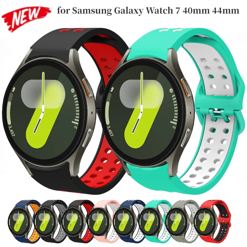 No Gap Silicone Strap for Samsung Galaxy Watch 7 40mm 44mm 5 Pro 4/5/6 Belt Breathable Wristband for Watch 6 Classic Band