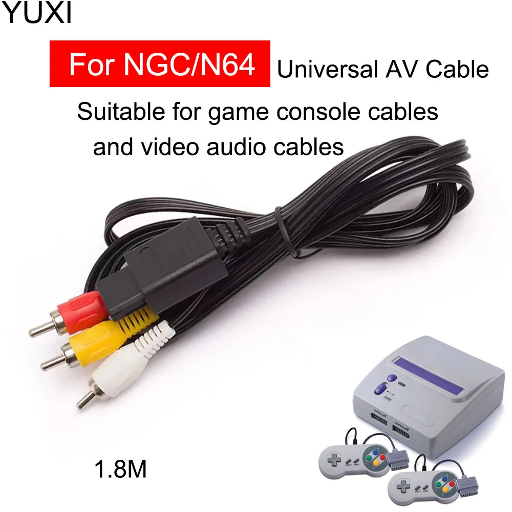 

YUXI 1pcs For N64av line NGC/N64av Line Super SNES Multi-purpose AV line 1.8m 6FT RCA AV TV Audio Video Stereo Cable Cord