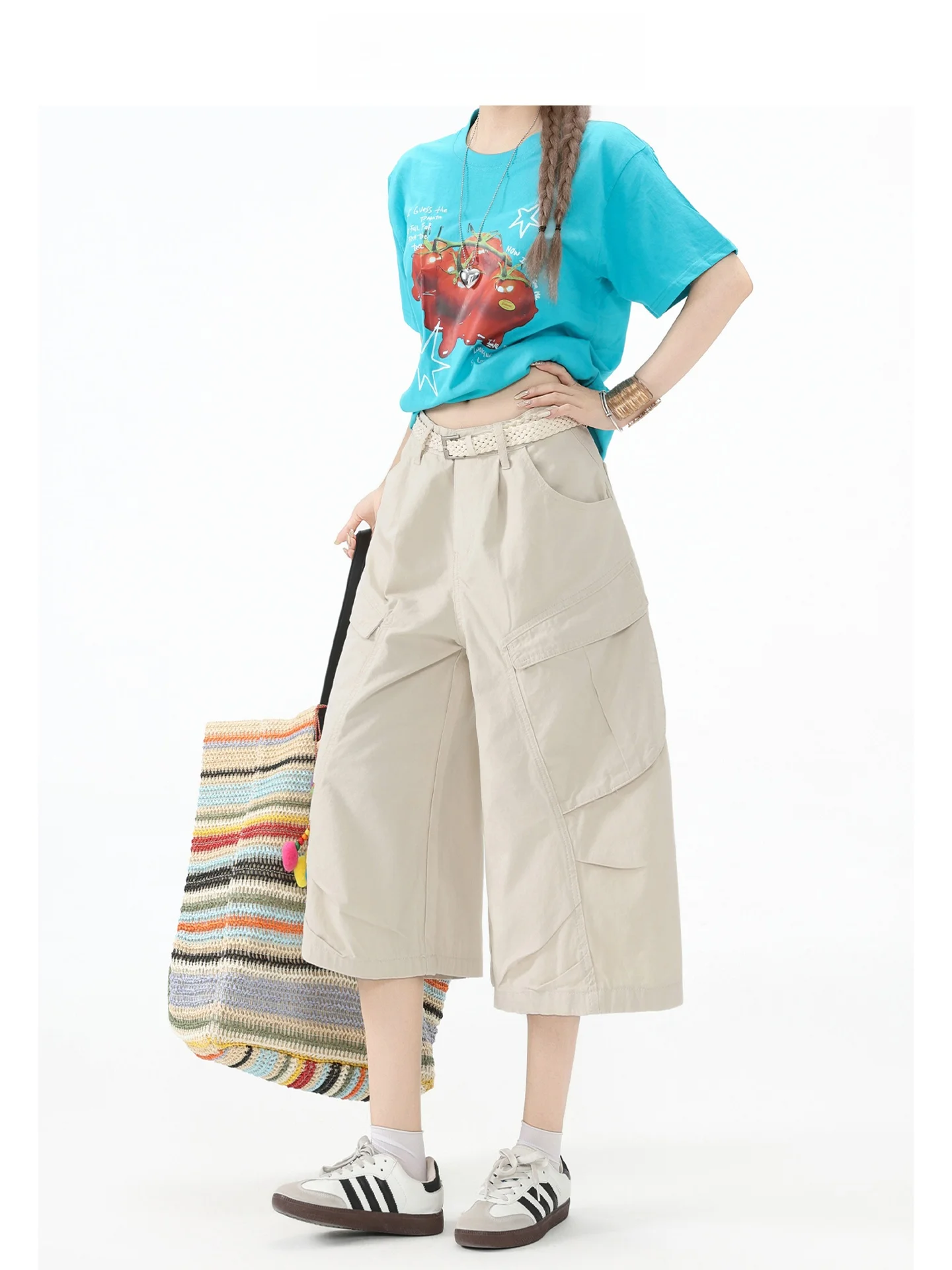 Calça Jeans Feminina de Cintura Alta, Perna Larga, Corte Reto e Caimento Solto, Bege, Design Sensação Forever 21, Calça Casual Coleção Verão