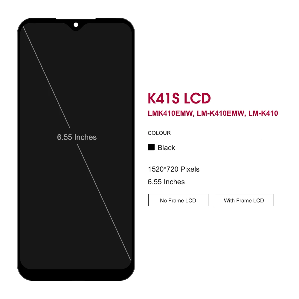 Pantalla LCD de 6,55 pulgadas para LG pantalla lg k41s, montaje de pantalla táctil, reemplazo del digitalizador + marco para reparación de pantalla