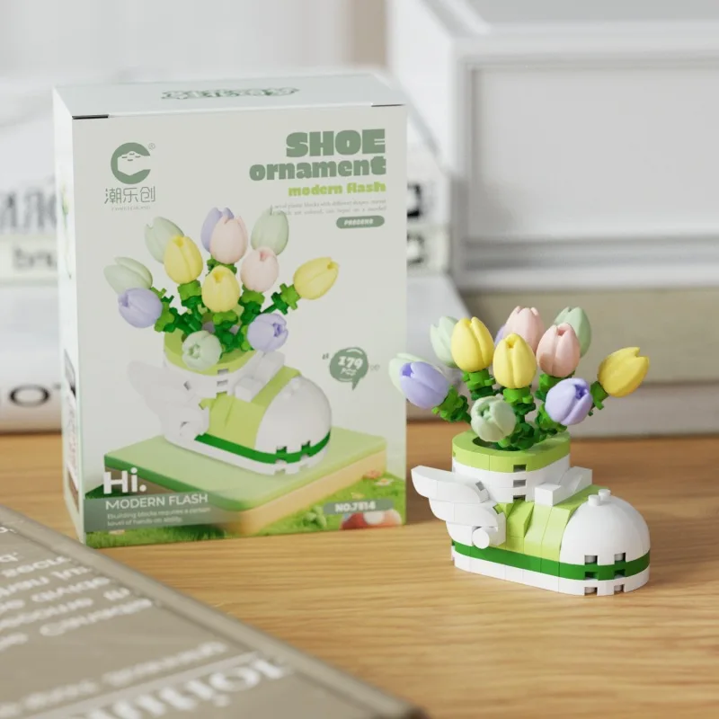 Neues Produkt kreative Mikropartikel Freizeit Baustein Spielzeug Schuhblume Qimeng Serie Desktop-Dekoration Ornamente Geschenk – Detail 15