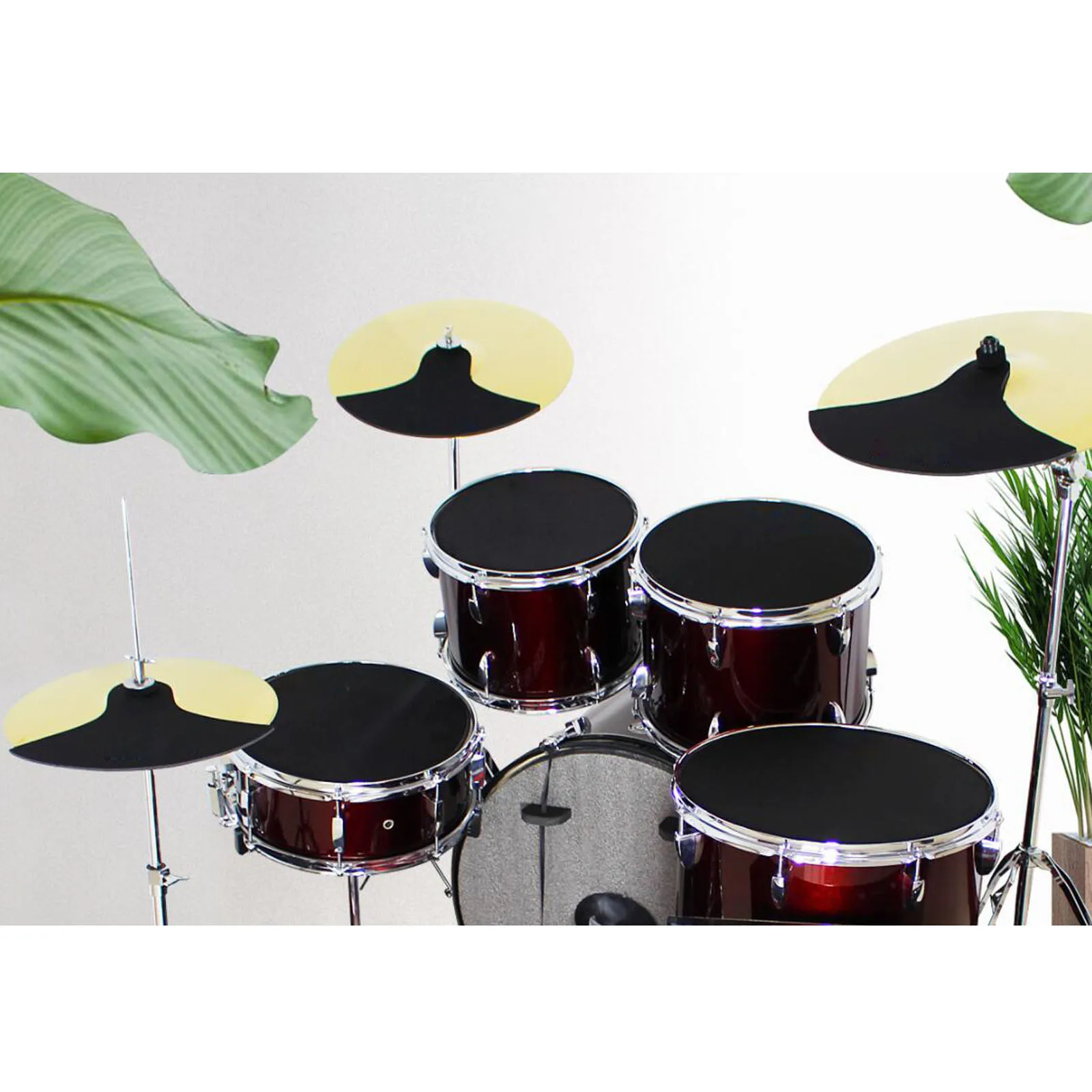 10Pcs Drum Mute Pads Kit Bass Snare Drum Sound Off Mute Silencer EVA Quiet Practice Pad Set Percussion Accessories