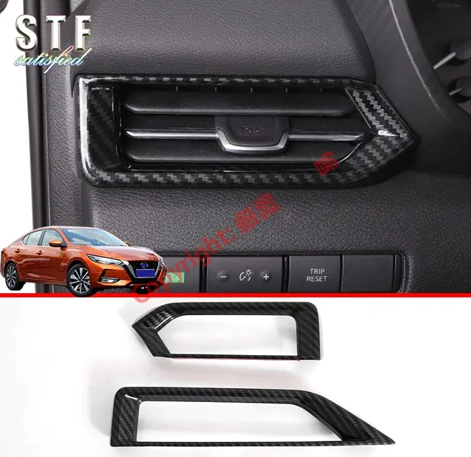 

Carbon Fiber Style Interior Air-Condition Vent Outlet Cover Trim For Nissan Sylphy MK14 2019 2020 Car Accessories Stickers W4