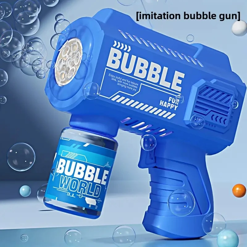 Máquina de bolhas de brinquedo infantil totalmente automática com luz, pistola de bolhas portátil (excluindo bolhas líquidas/bactérias para ser preparadas