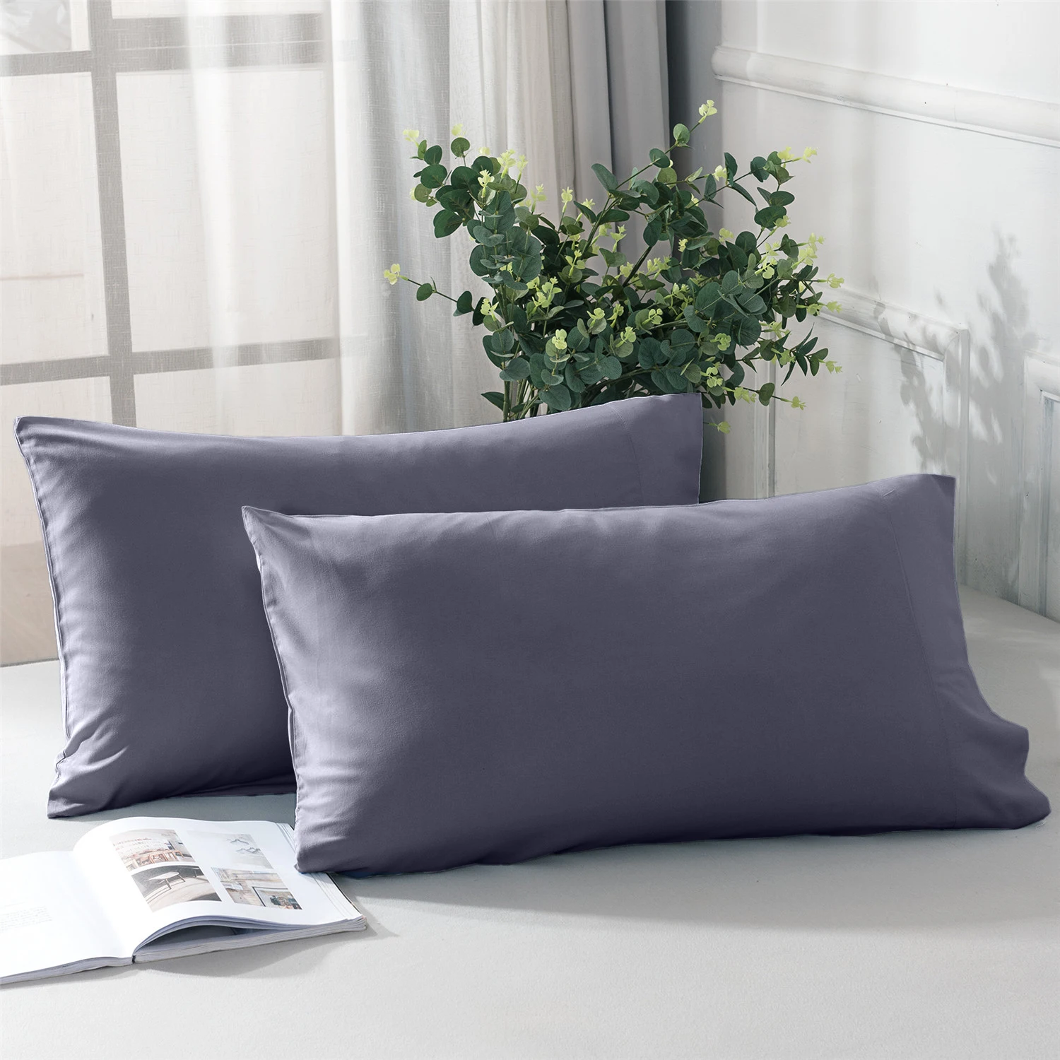 

Battilo 2pcs Solid Envelope Pillowcases Queen King Size Pillowcover Soft&Breathab Microfiber Cushion Cover For Bed Hotel Bedding