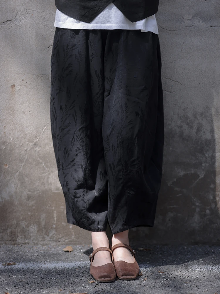 

Оригинальные свободные широкие брюки из шелка и льна с эффектом облачной драпировки, универсальные, укороченные, в стиле бохо, для лета и весны