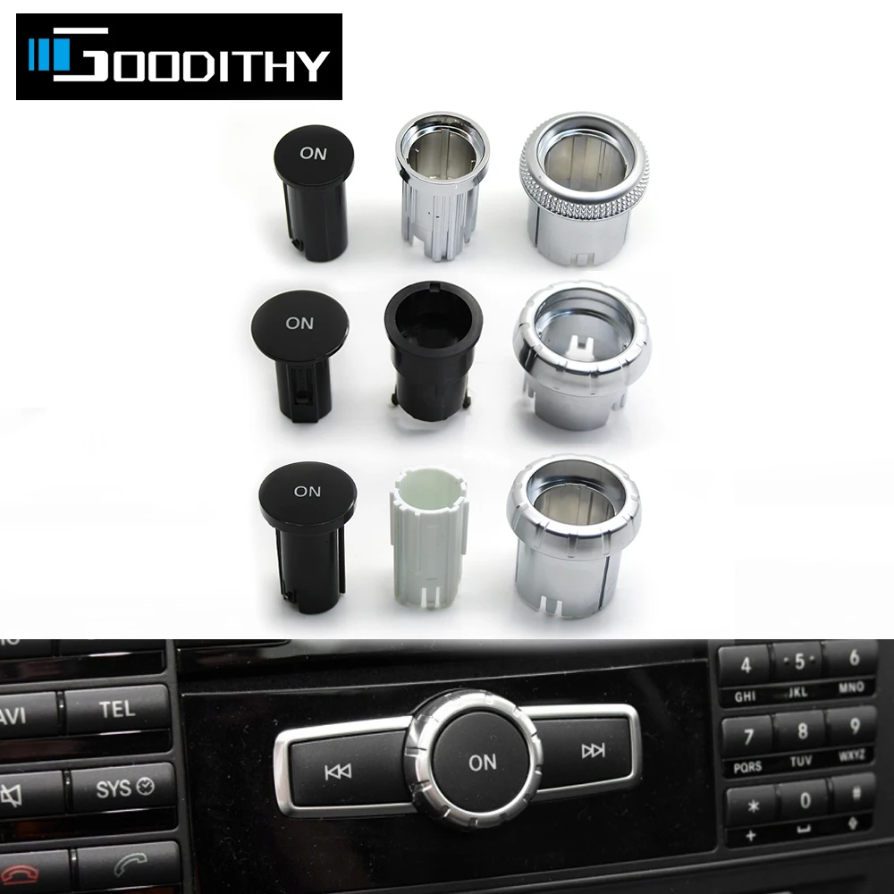 

3PCS Car Center Console Radio CD Player Buttons Switch Cap Knob Cover For Mercedes Benz C E GLK W204 X204 W212 W207 W218 W166