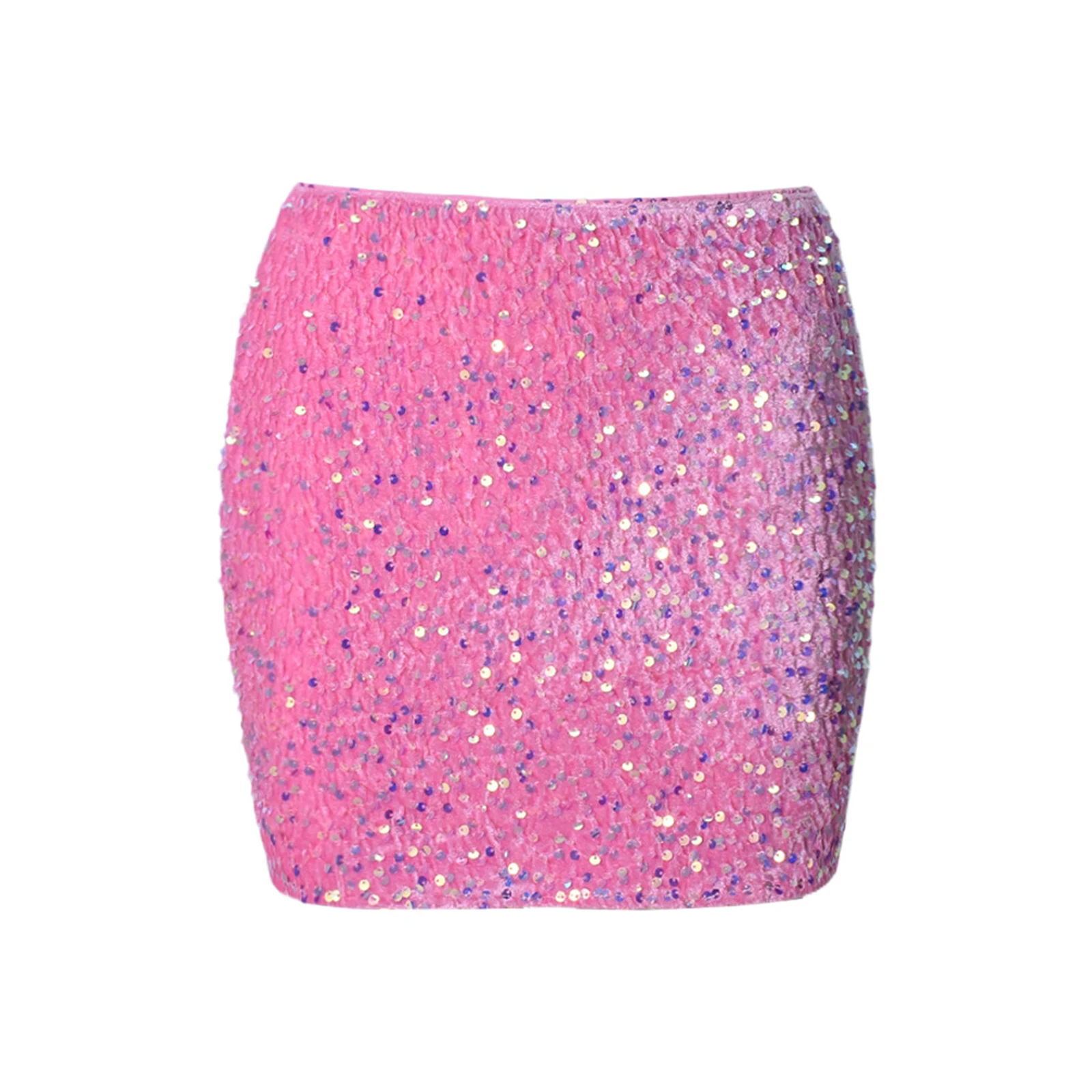 

Women Glittery Sequined Velvet Skirt Elastic Waistband Fully Lined Bodycon Miniskirt Shiny Skirt for Club Raves Party Dance Prom