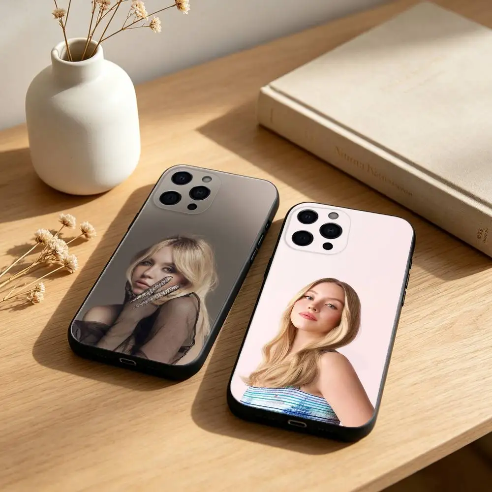 

Sydney S-Sweeney Phone Case For iPhone 17,16,15,14,13,12,11 Plus,Pro Max,SE4Soft Silicone Black Cover