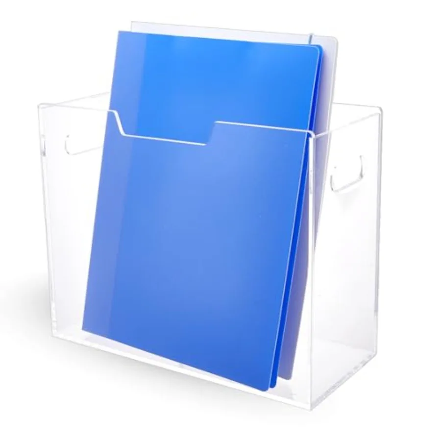 

31x14x25cm Acrylic File Folder Organizer Rectangle Letter Size File Organizer Desktop Filing Holder with Handles Transparent St