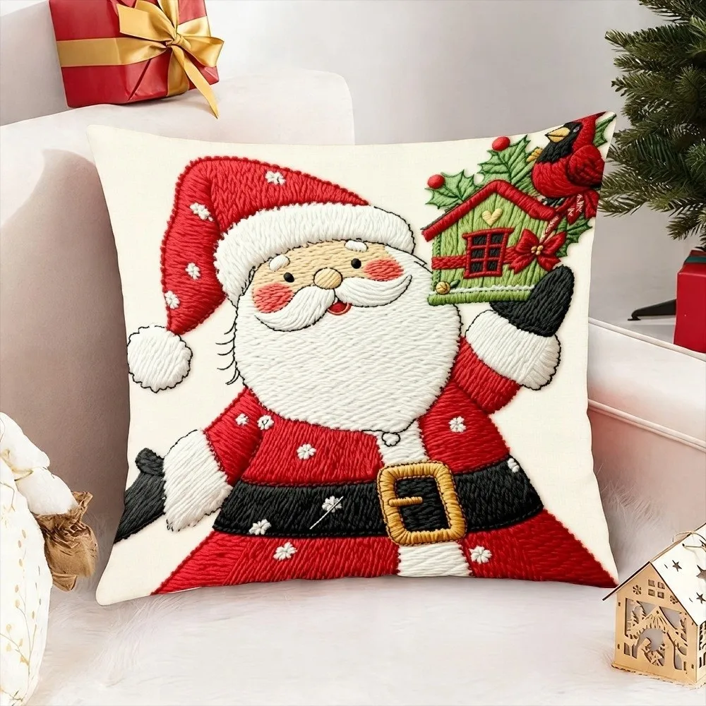 Holiday Decor Soft Christmas Pillow Covers Tree 2D Printed Throw Cushion Case Reindeer Elf Snowman Pillow Cover New Year Party