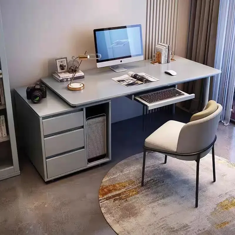 Solid wood desk bookcase integrated simple modern retractable boss computer desk home desk bedroom writing table