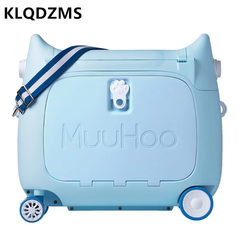 KLQDZMS 20nch children's Poggyász multifunctional rideable Kézikocsi esetben kicsi Deszkaburkolat Páholy Univerzális Kerék Hengerel Koffer