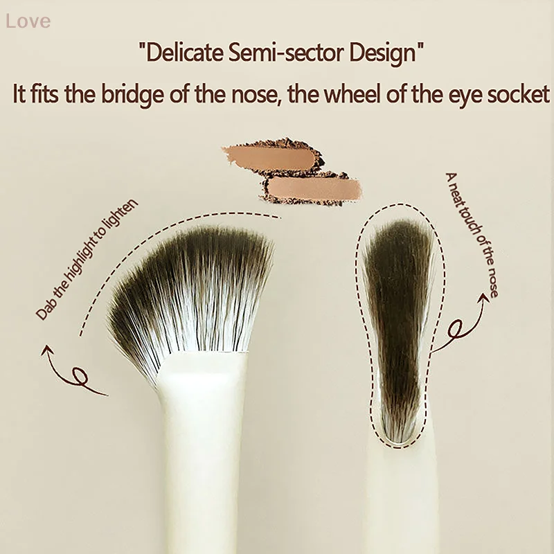 [L&P] 1Pcs Half Fan Shaped Nose Shadow Brush Highlighter Blush Makeup Brushes Fit Nose Eye Contour Women Facial Beauty