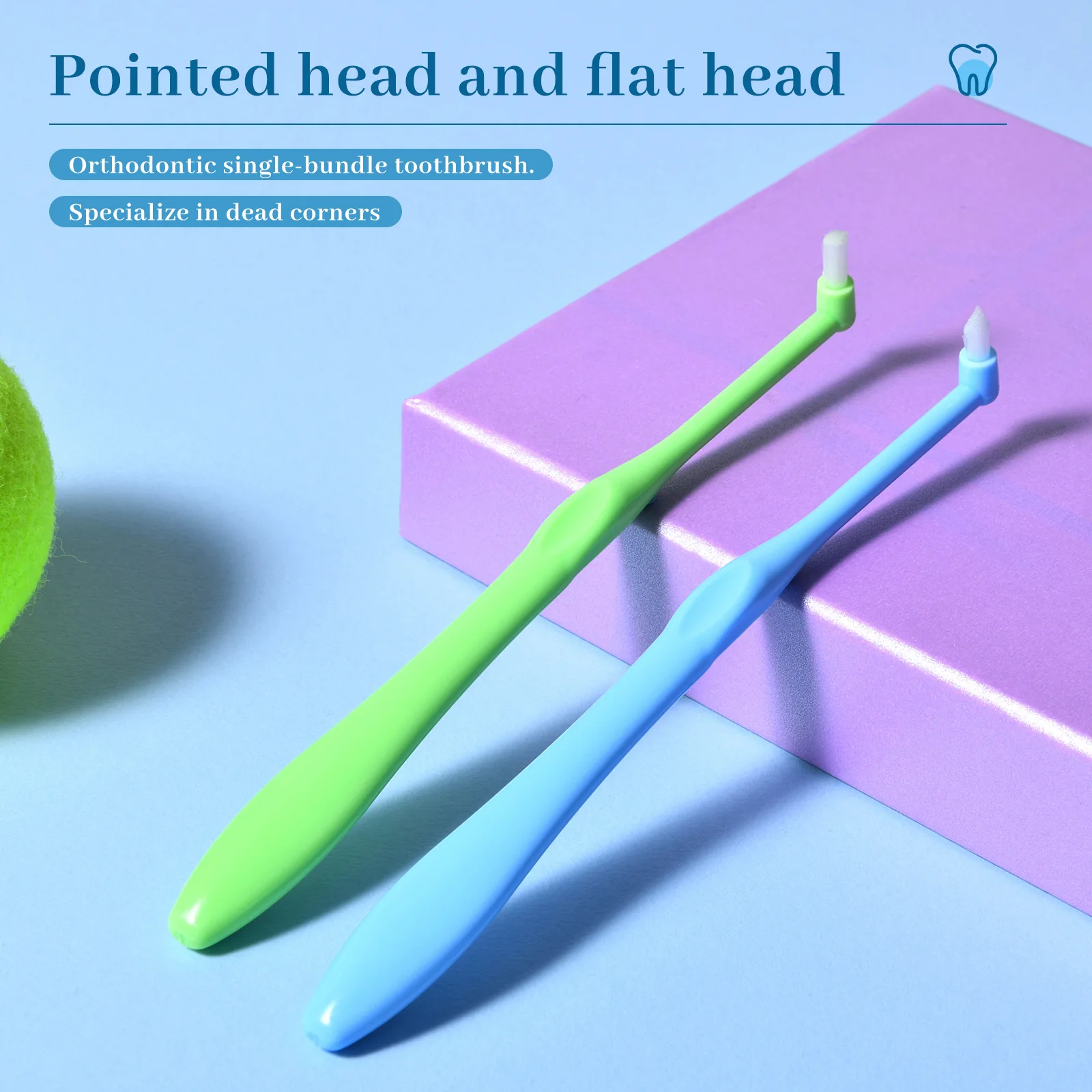 1/4pc Small Head Single-Beam Soft Teeth Cleaning Toothbrush Orthodontic Interdental Brush Soft Hair Implant Adult Oral Care Tool