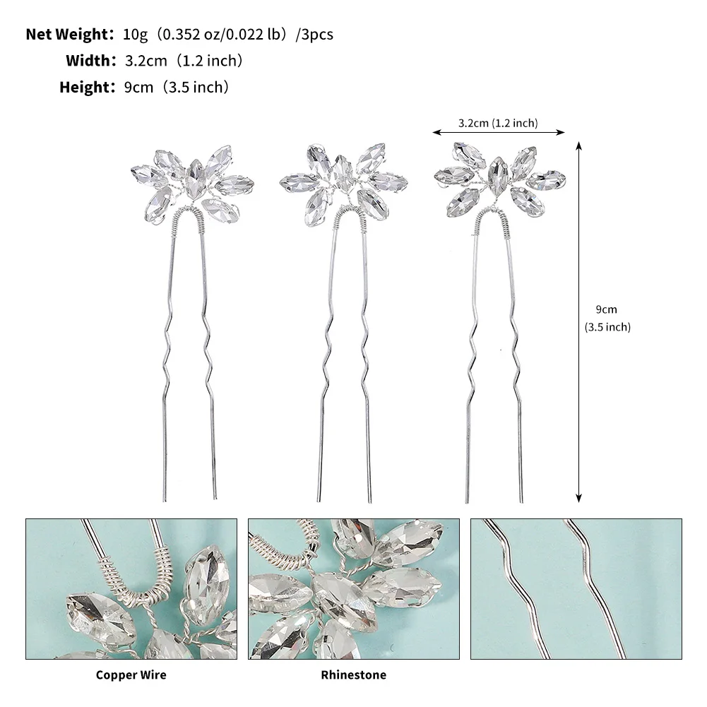 3 teile/satz Kristall perle Haarnadeln für Frauen Hochzeit Party Tasche Hut Zubehör Haar klebt Mädchen Urlaub Geschenke Schmuck Kopf bedeckungen – Detail 4