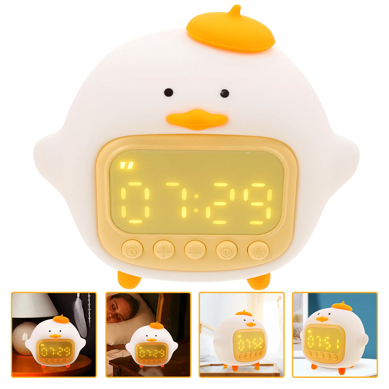 

Silicone Duck Alarm Clock Night Lamp Unique Decor Digital Bedroom Light Desk Clock Table Small LED Night Light