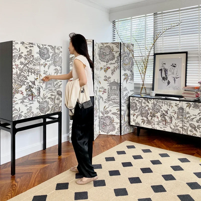 

Women's French-Style Multi-Purpose Clothes Closet Hallway "Oriental Sweet Dreams" Medieval Artdeco Black and White