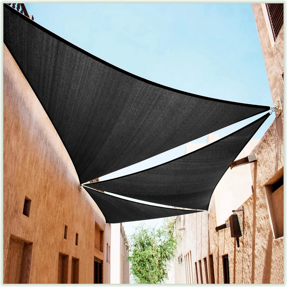 

Custom Size CTAPRT20 Order to Make 13' x 16' x 20.6' Black Right Triangle Sun Shade Sail Canopy Mesh Fabric UV Block UPF50 - Co