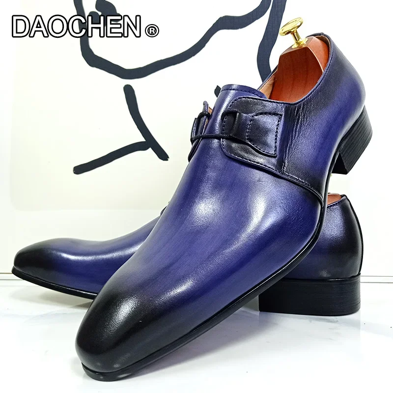 

LUXURY MENS SHOES BLUE BLACK POLISHED LACE UP POINTED TOE CASUAL MEN DRESS WEDDING OFFICE BUSINESS LEATHER SHOES MEN