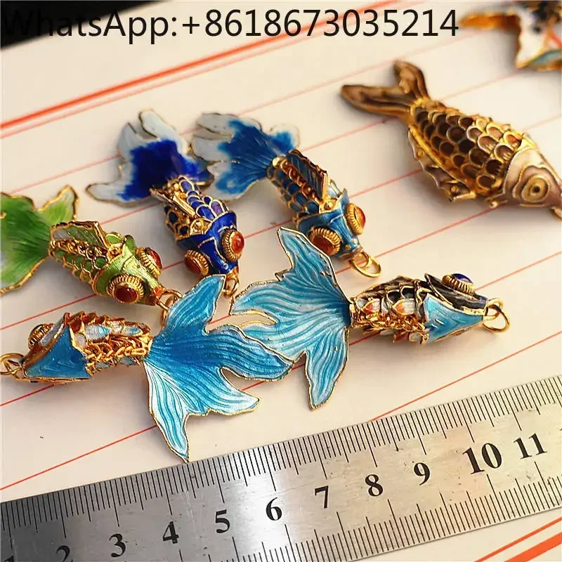 Retro Cloisonne Fish Pendant Thick Tire Style Decorative Fish Charm Collection Ornaments