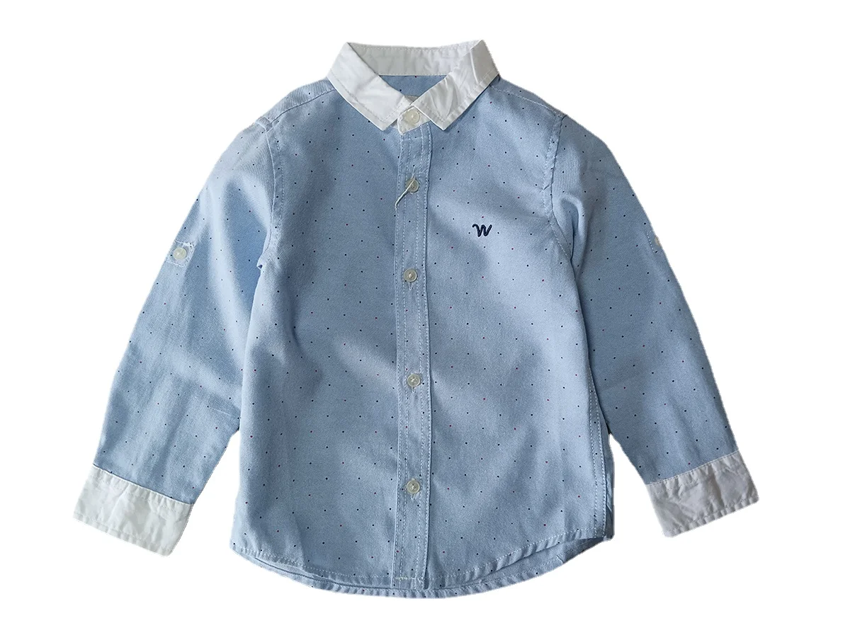 Boys Shirts Oxford fabric dot printing sping autumn new children shirt