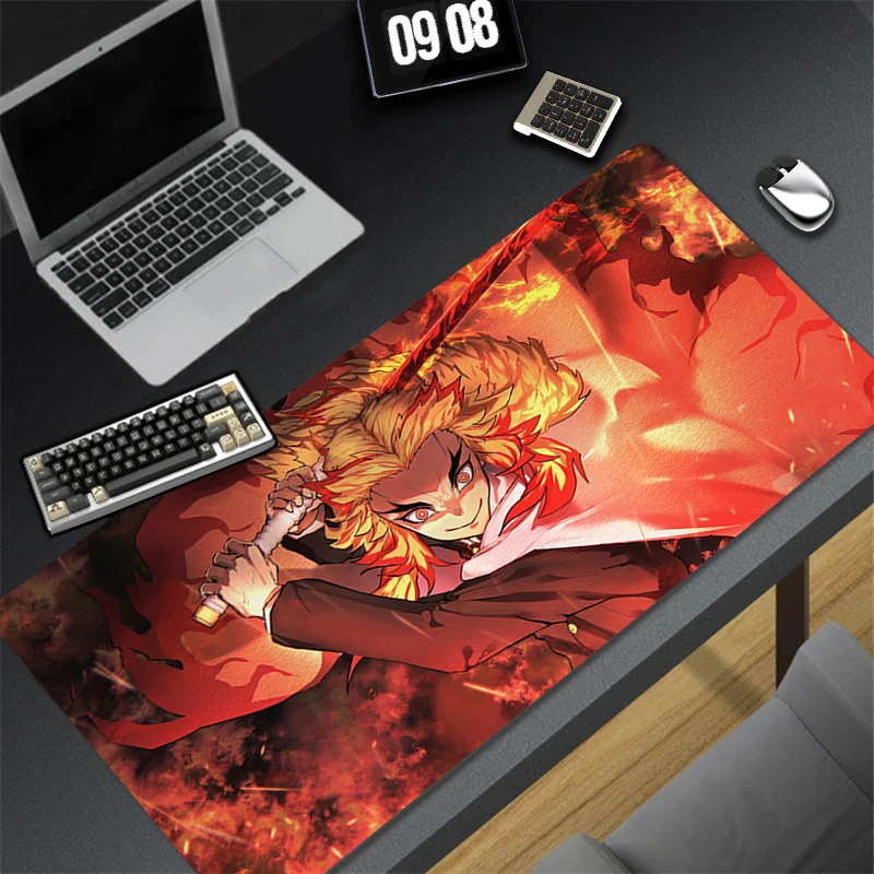 Rubber Anti Slip Cool Mouse Pad Luxury Gaming Accessories D-demon Slayer Rengoku Kyoujurou Desk Mat Office Computer HD Mousepad