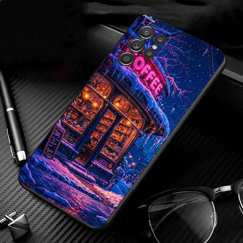 

Phone Case For Samsung Galaxy S25 S24 S23 S22 S21 Ultra S24 S23 S22 S21 S25 Plus S24 S20 FE Coffee Cafe night Aesthetic
