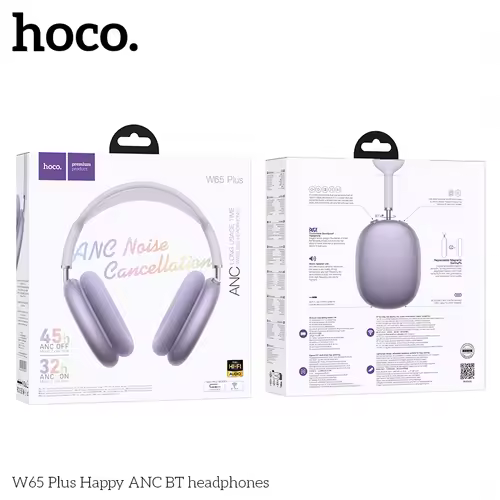 HOCO W65 Plus ANC Noise Reduction Bluetooth Headphones Over The Ear Wireless Big Earphone Hifi Sounds Sport Headsets With Button - Image 9