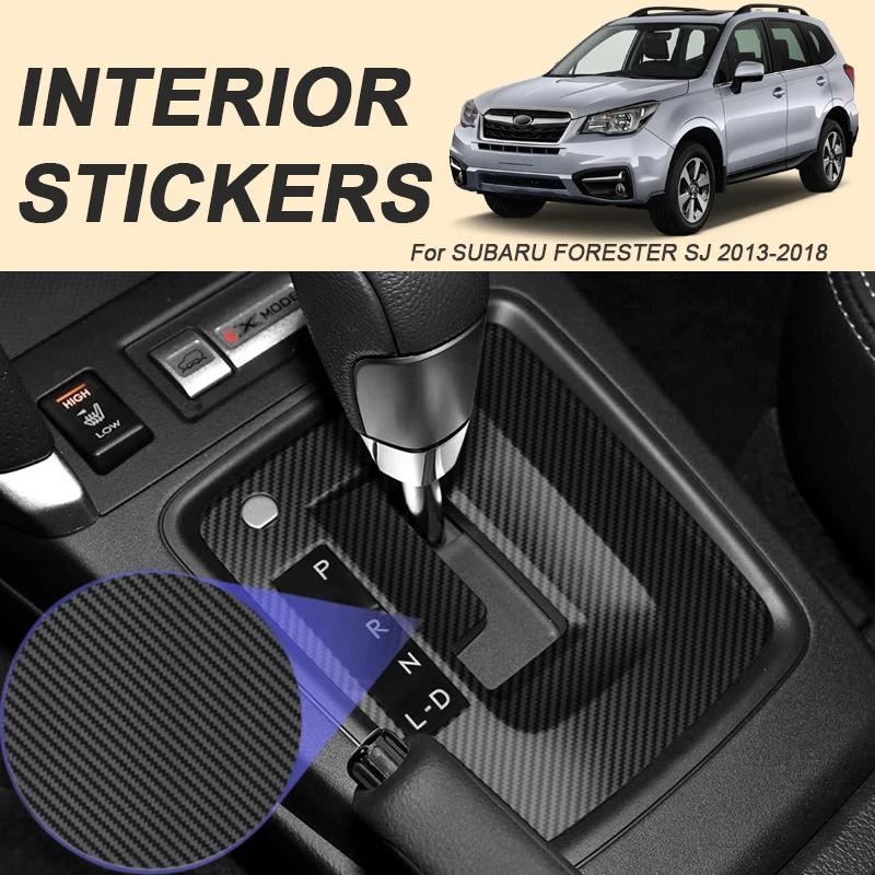 

For SUBARU FORESTER SJ 2013-2018 LHD Car Carbon Black Interior Sticker Lifting Window Panel Decal Gear Door Protective Film