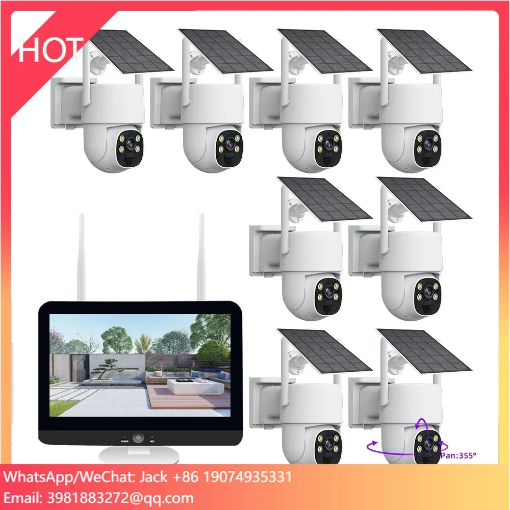 4/8/16CH 12,5 "ЖК-экран NVR комплект 4MP WIFI солнечная PTZ IP-камера система автоматического отслеживания беспроводная солнечная камера видеонаблюдения