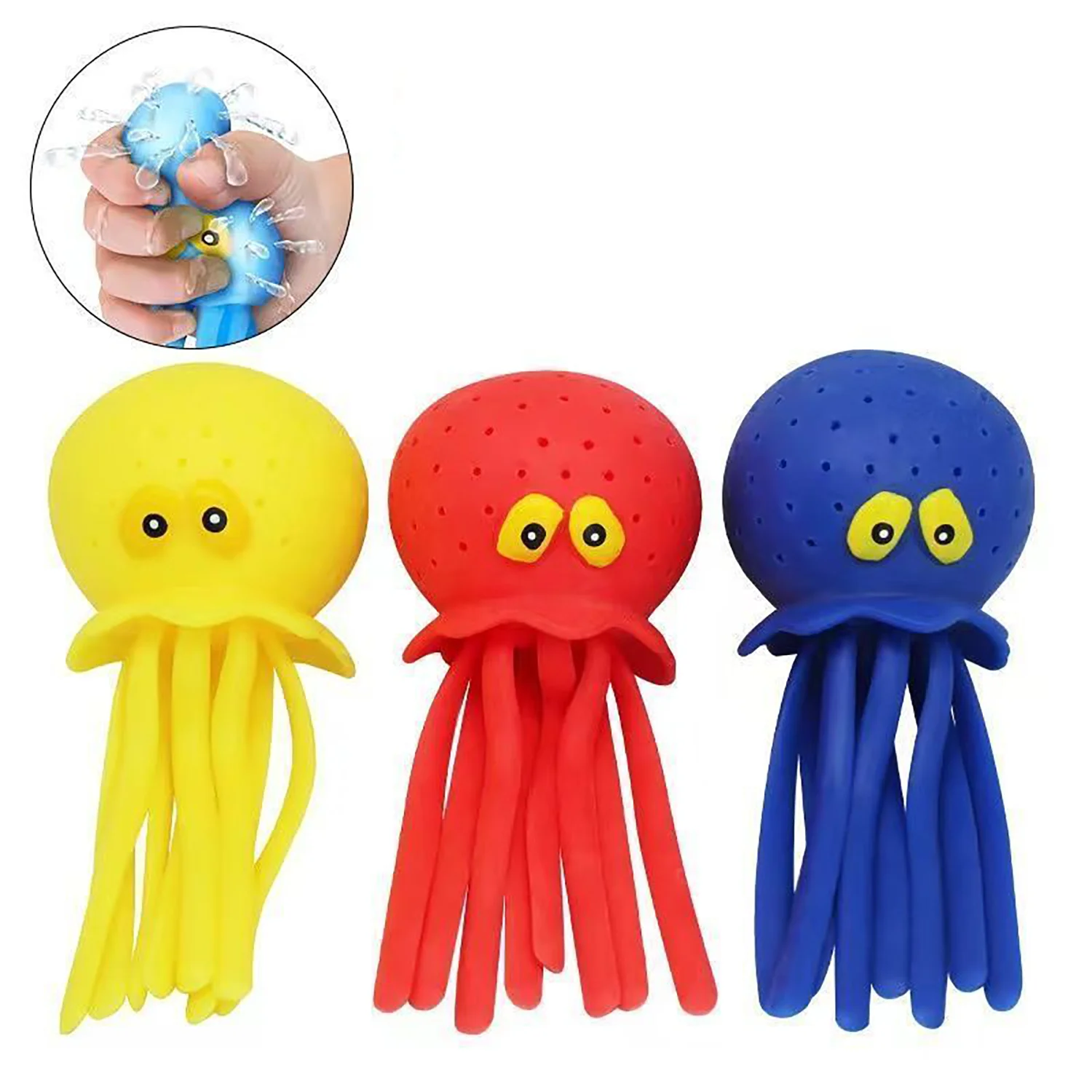 Pulpo pequeño para jugar en el agua, juguete de descompresión y pellizcos para niños, bañarse y jugar en el agua