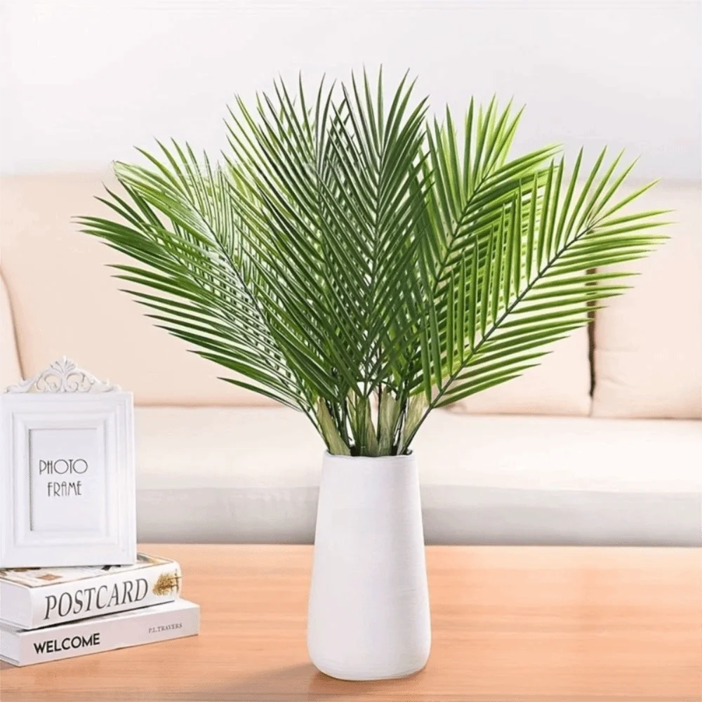 

10Pcs Large Greenery Artificial Palm Leaves Flexible Branches Green Leaves Plastic Tropical Leaves with Stems Waterproof