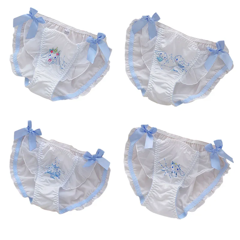 

Аниме мультфильм Cinnamoroll созвездия трусики Симпатичные принты бант трусы средняя талия дышащие милые хлопковые удобные для девушек