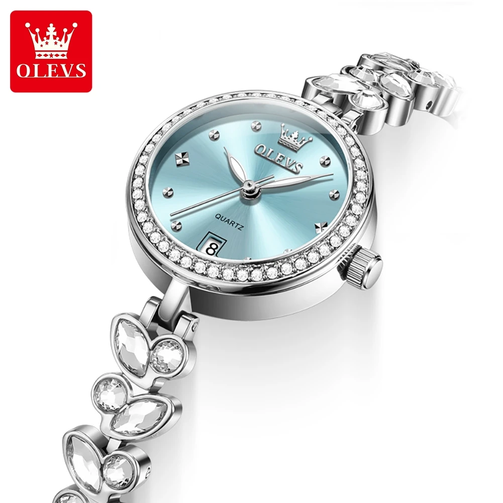 

OLEVS 5679 Quartz Watch for Women Luxury Diamond Watches Waterproof Stainless steel Calendar Wristwatch