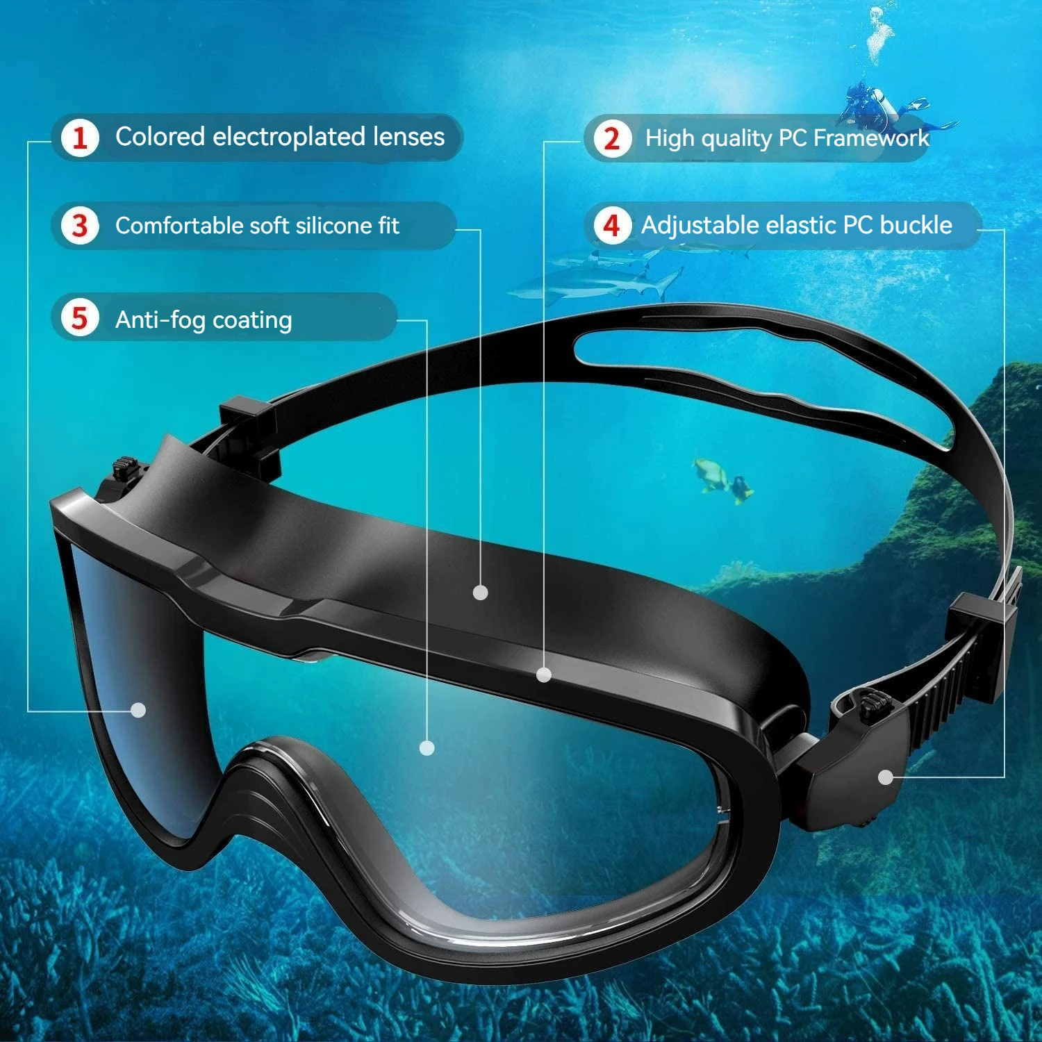 Juego de natación, gafas de natación + gorro de natación + aletas de refuerzo aceleradas, conjunto combinado de natación para niños y adultos, equipo de buceo