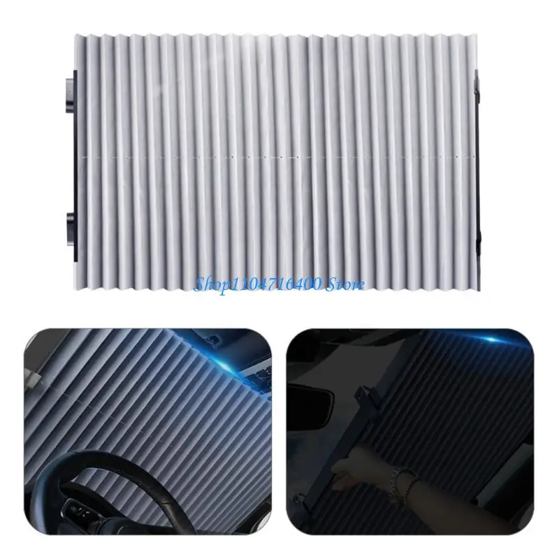 y1gd Auto Sunshade 46cm Wide Heat Resistant Manual Shade Barrier For Multiple Vehicle