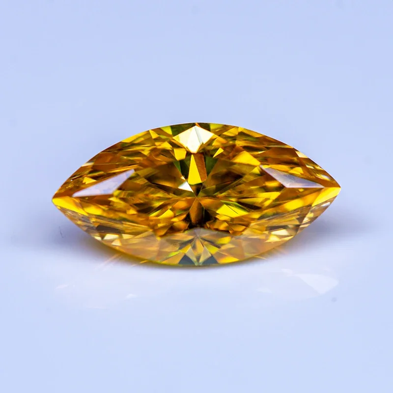 

Moissanite Stone Gemstone Golden Yellow Color Marquise Cut Lab Grown Diamond Charms Woman Jewelry Making with GRA Certificate