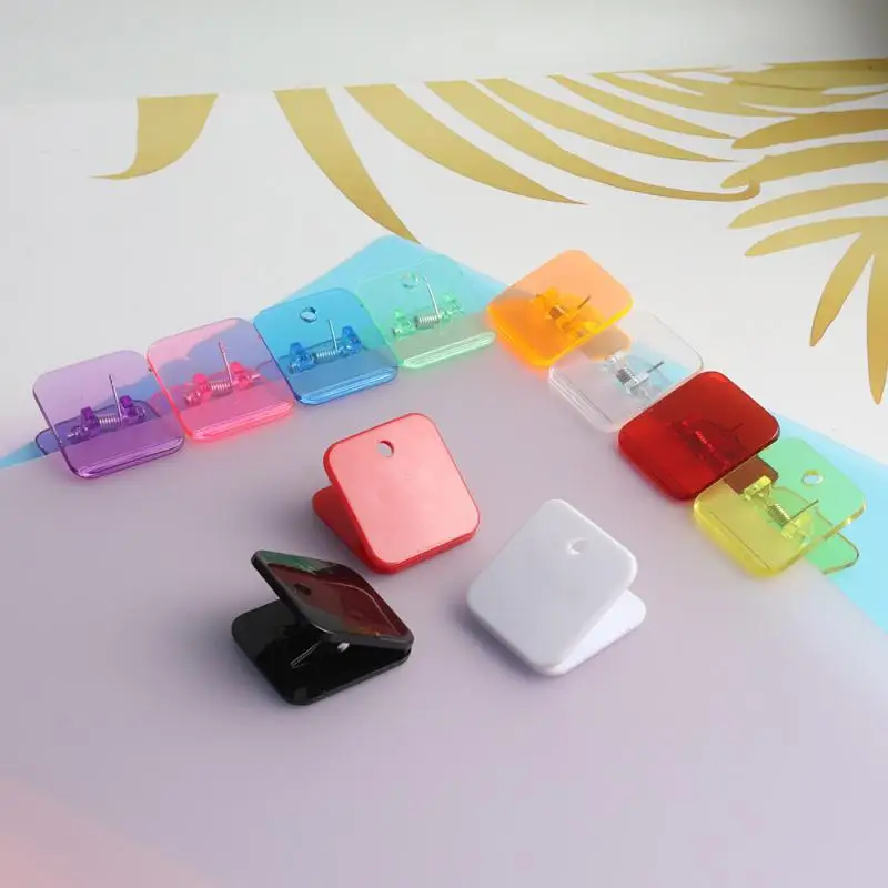 1/5pcs Kawaii Square Paper Clips Transparent File Documents Binder Clip Index Page Holder Ticket Clamp Planner Bookmarks Office