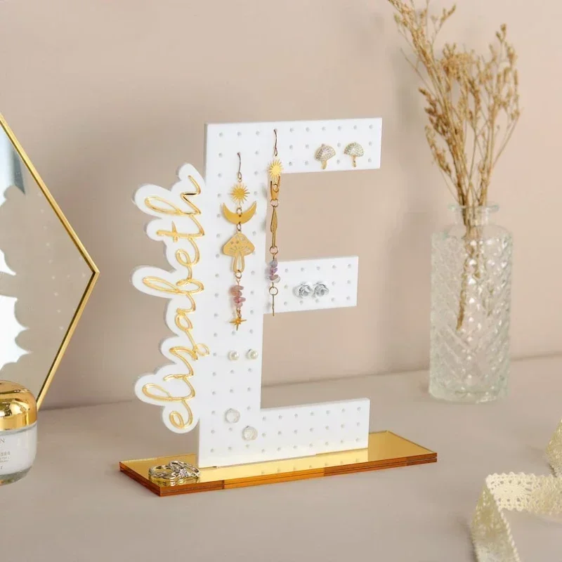 Acrylic Earring Stand Birthday Gift for Her Custom Letter Earring Holder Earring Display Shelf Jewelry Organizer Girl Gifts