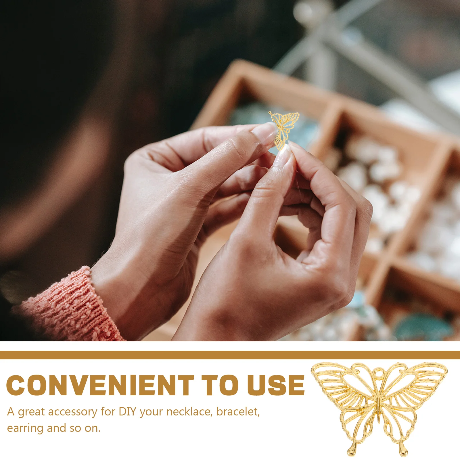 

20pcs Metal Open Bezel Pendants Butterfly Shape DIY Jewelry Supplies Alloy Charm Resin Holder Pendant Accessories