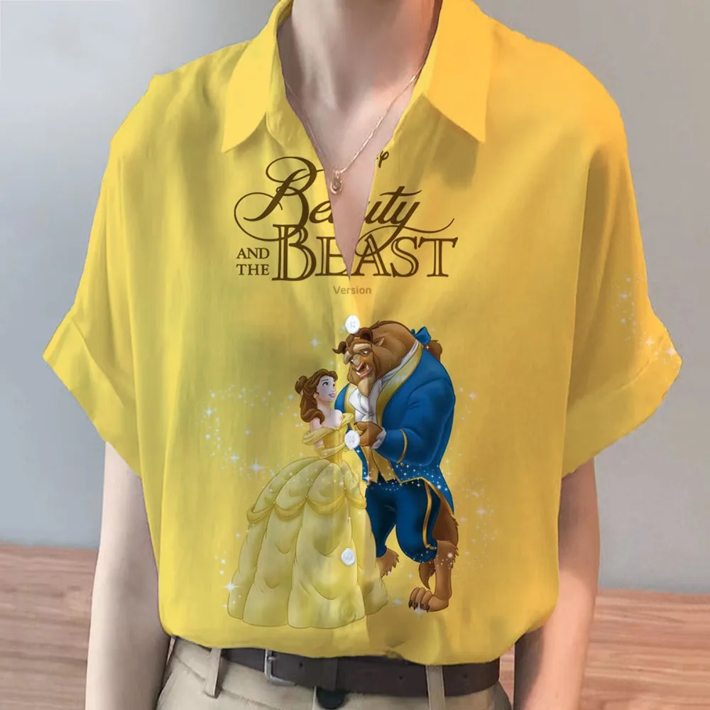 Summer Ladies New Disney Brand Winnie The Pooh And Stitch Anime Harajuku Short Sleeve Shirt Fashion Casual Women's Kawaii Tops