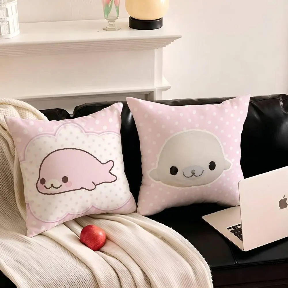 1pc CUTE M-Mamegoma Seal Pillow Case Fashion Square Pillowcase Bedroom Sofa Room Ins Decoration Leisure