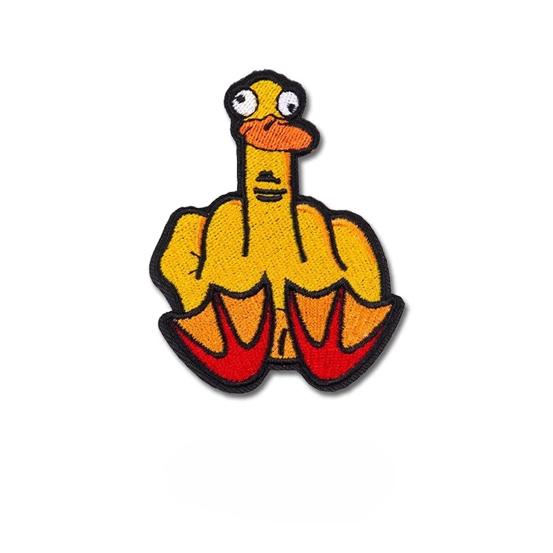 Lustige Cartoon-Enten-Stickerei-Stoffaufkleber für Kleidung, Taschen, Hüte, Hosen, Lochflicken, dekorative Stickaufkleber