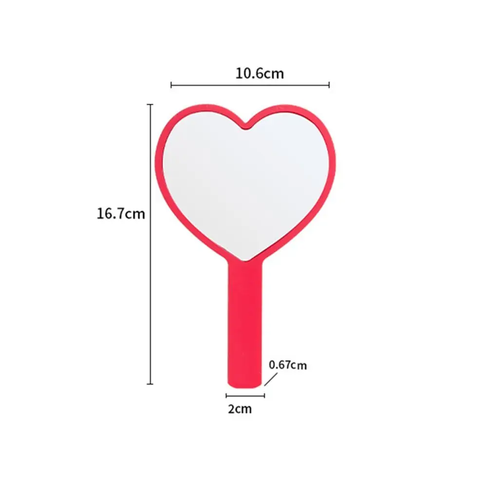 Durable Cute Heart Handle Mirror Sweet Compact Love Makeup Mirror High Definition Personalized Vanity Mirror Girls