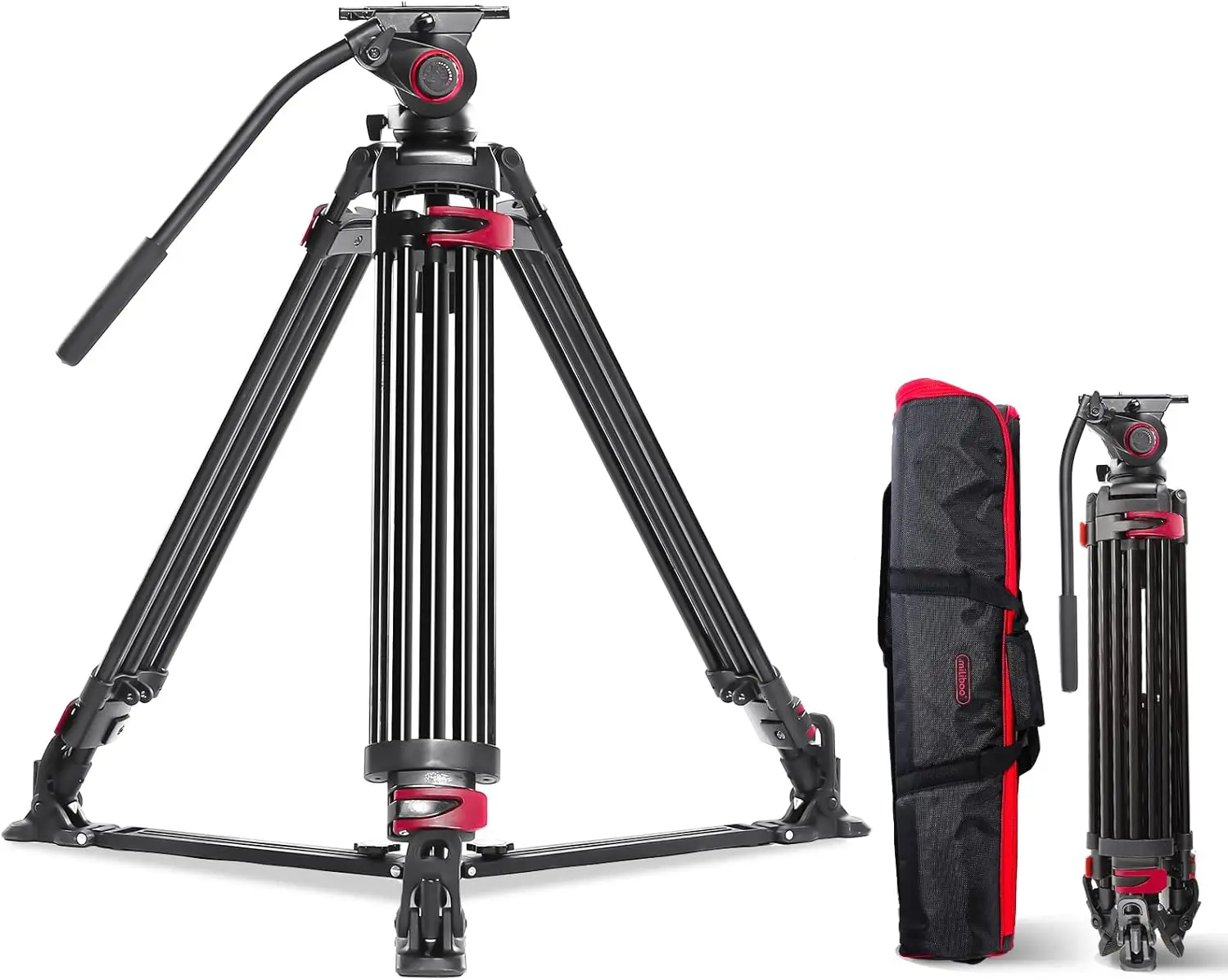 Tripod tugas berat untuk kamera, Tripod Video dengan kepala halus, Tripod tugas berat aluminium