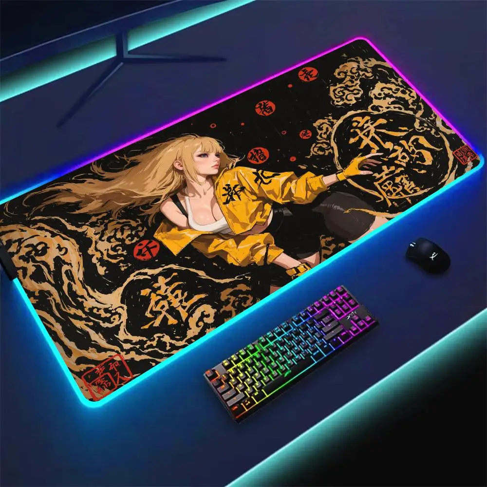 

RGB Mouse pad Trendy art desktop aesthetics gaming mat rubber anti-slip Desk Mat LED glow Gaming keypad mousepad pc accessories