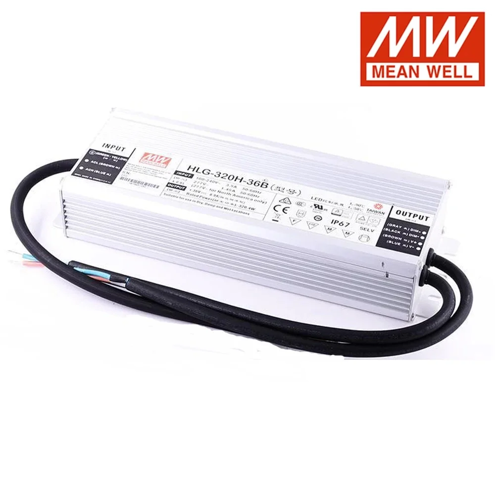 Original Mean Well HLG-320H-36B AC To DC 36V 8.9A 320.4W Switching Power S LED Driver  IP67 Dimming Power Module