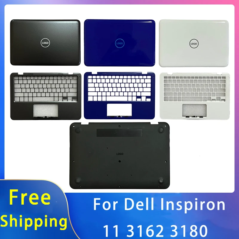 New For Dell Inspiron 11 3162 3180 ;Replacemen Laptop Accessories Lcd Back Cover/Palmrest/Bottom With LOGO Black Gray Blue White